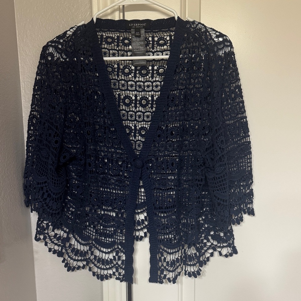 Liverpool Women's Dark Blue Crochet Cardigan